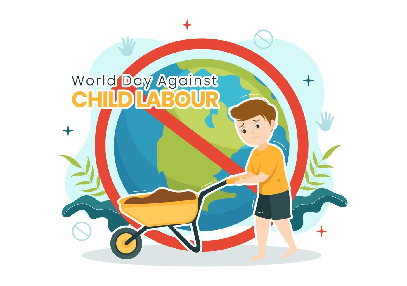 World Day Against Child Labour Illustration with Children Working for the Necessities of Life in Flat Kids Cartoon Hand Drawn for Campaign Templates vector