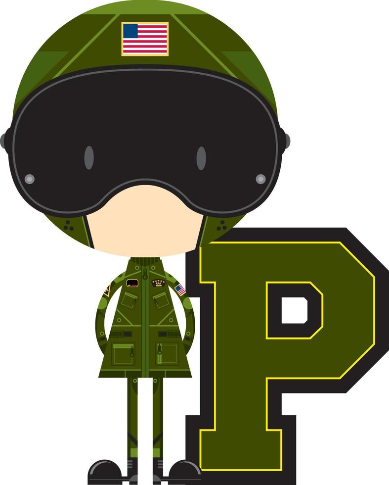 P is for Pilot Alphabet Learning Educational Illustration vector