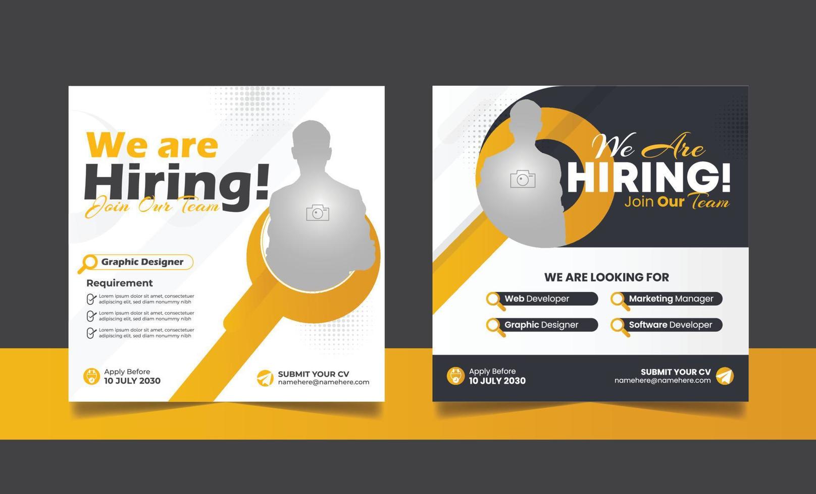 We are hiring job vacancy social media post marketing banner design template. vector