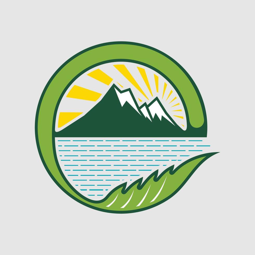 Natural mountain and lake illustration vector