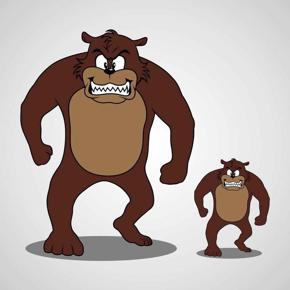 Angry bear character illustration vector