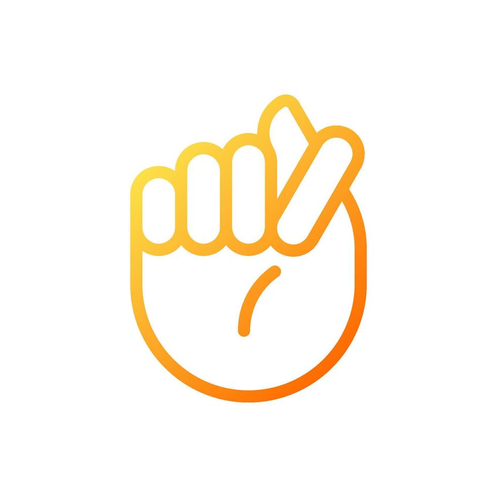 Fig sign pixel perfect gradient linear vector icon. Offensive hand gesture. Obscene non verbal communication. Thin line color symbol. Modern style pictogram. Vector isolated outline drawing