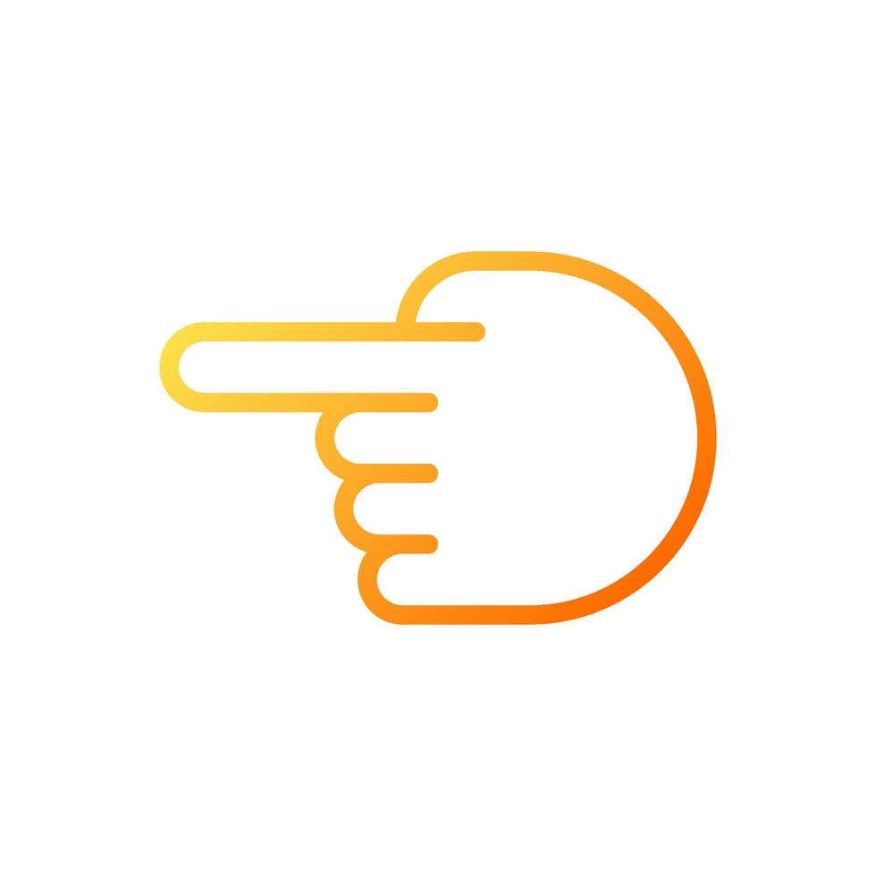 Hand pointing aside pixel perfect gradient linear vector icon. Index finger showing direction. Hand gesture. Thin line color symbol. Modern style pictogram. Vector isolated outline drawing