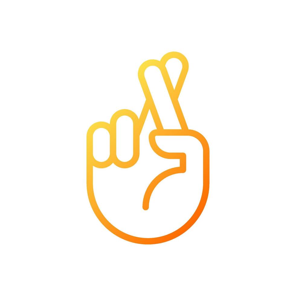 Crossed fingers pixel perfect gradient linear vector icon. Wishing and hope. Hand gesture. Superstitions. Thin line color symbol. Modern style pictogram. Vector isolated outline drawing