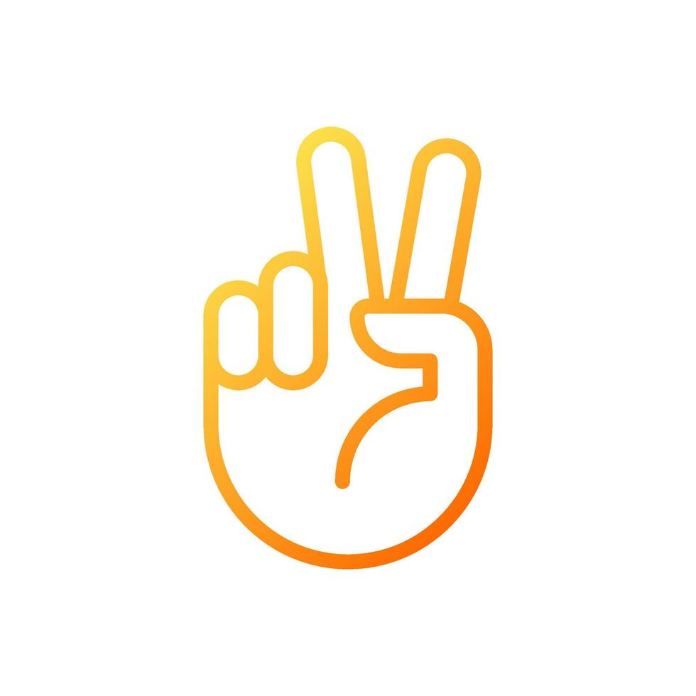 Peace sign pixel perfect gradient linear vector icon. Pacifistic hand gesture. Positive wish. Communication. Thin line color symbol. Modern style pictogram. Vector isolated outline drawing