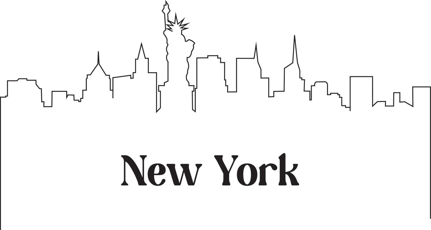 New York Line Drawing Icon vector