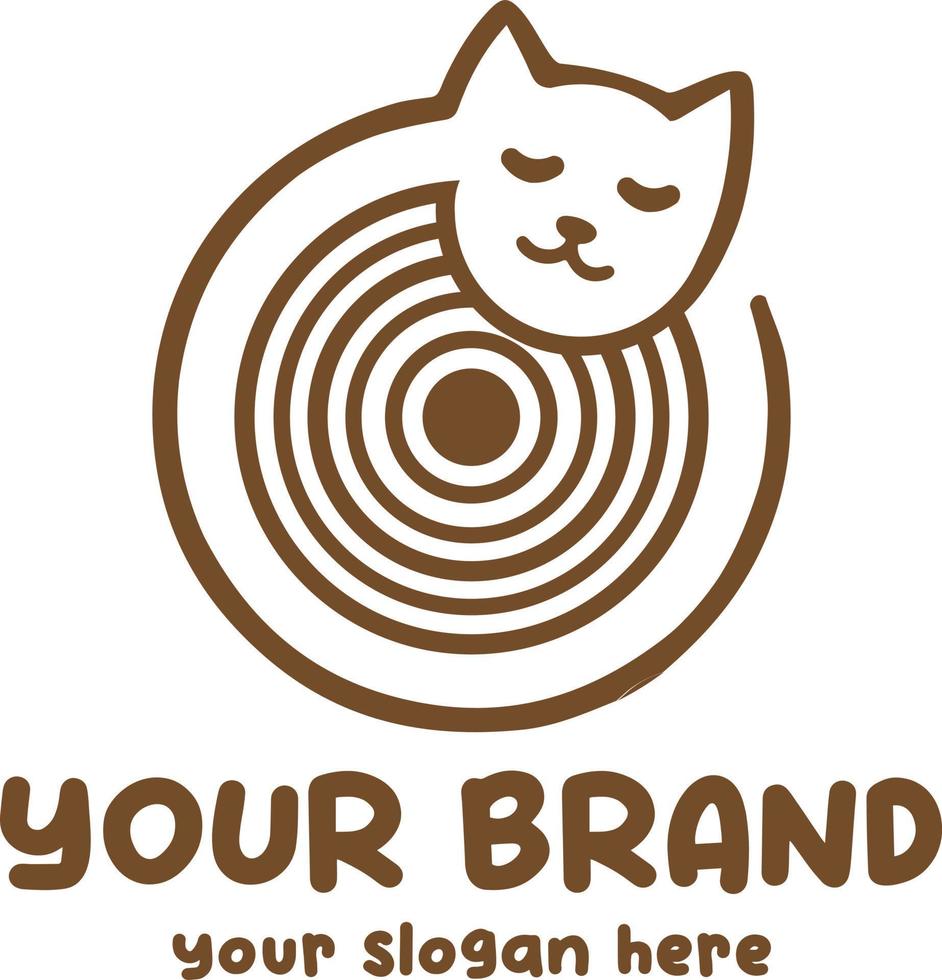 Cat Wood Logo vector