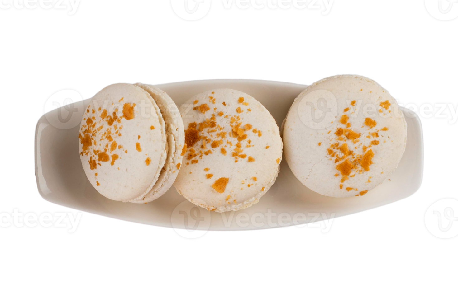 Weiß Teller mit Macarons Dessert isoliert auf ein transparent Hintergrund png