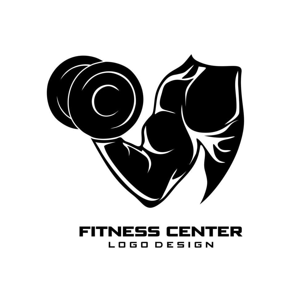 Muscular arms lifting weights vector for gym and fitness center logos