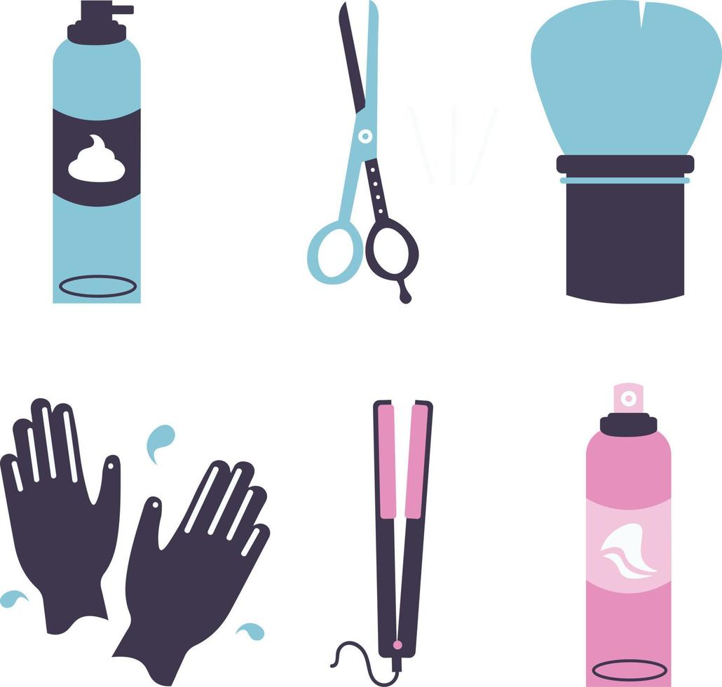 Set of hairdresser tools. Flat style vector illustration.
