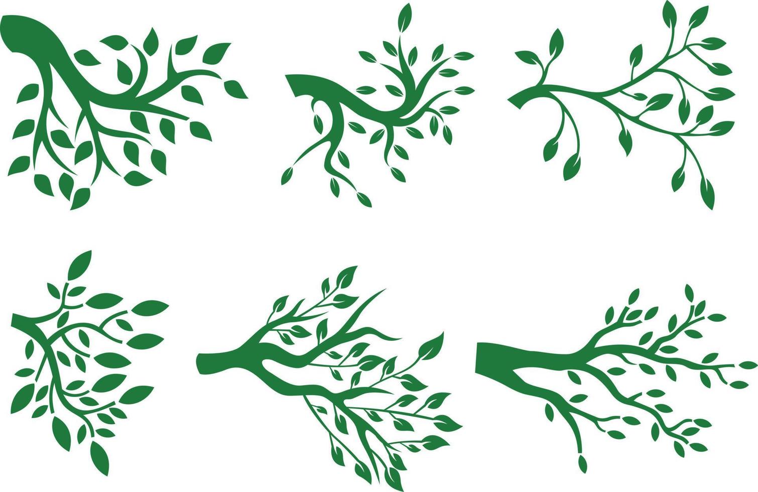 Set of Green Tree Icons. Vector Illustration.