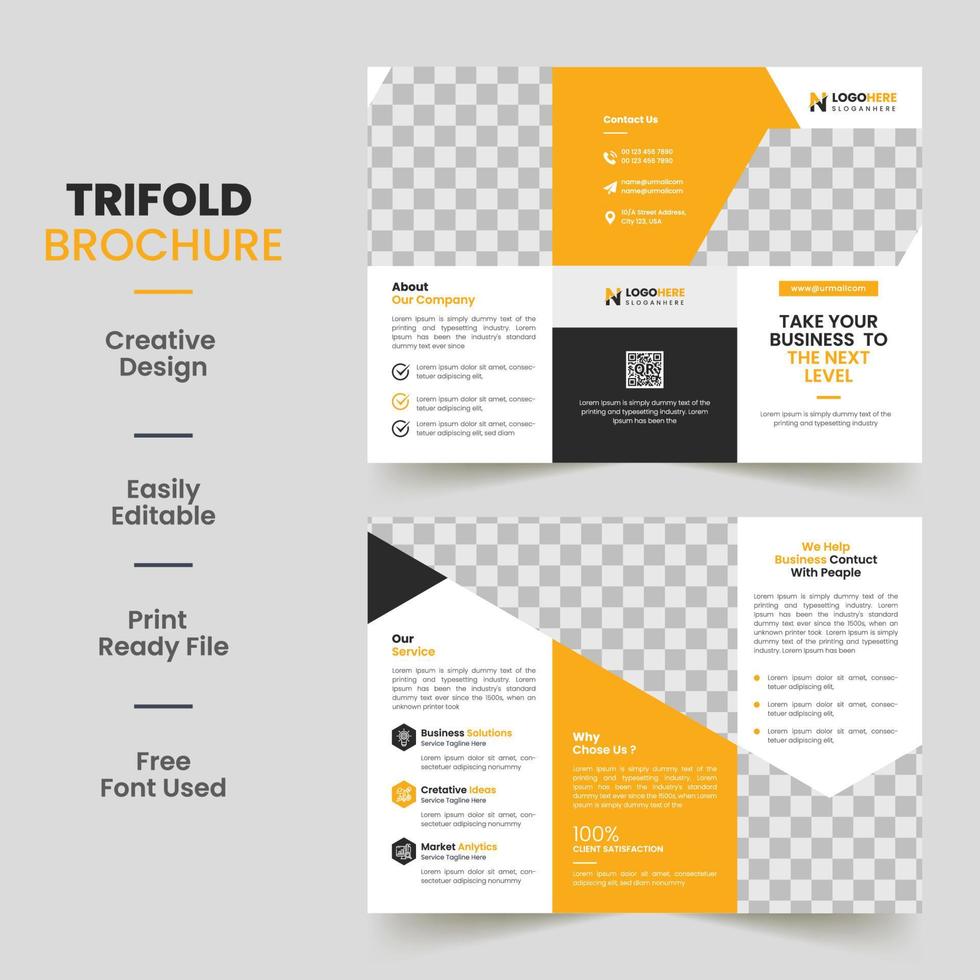 corporativo negocio tríptico folleto modelo. moderno, creativo y profesional tri doblez folleto vector diseño