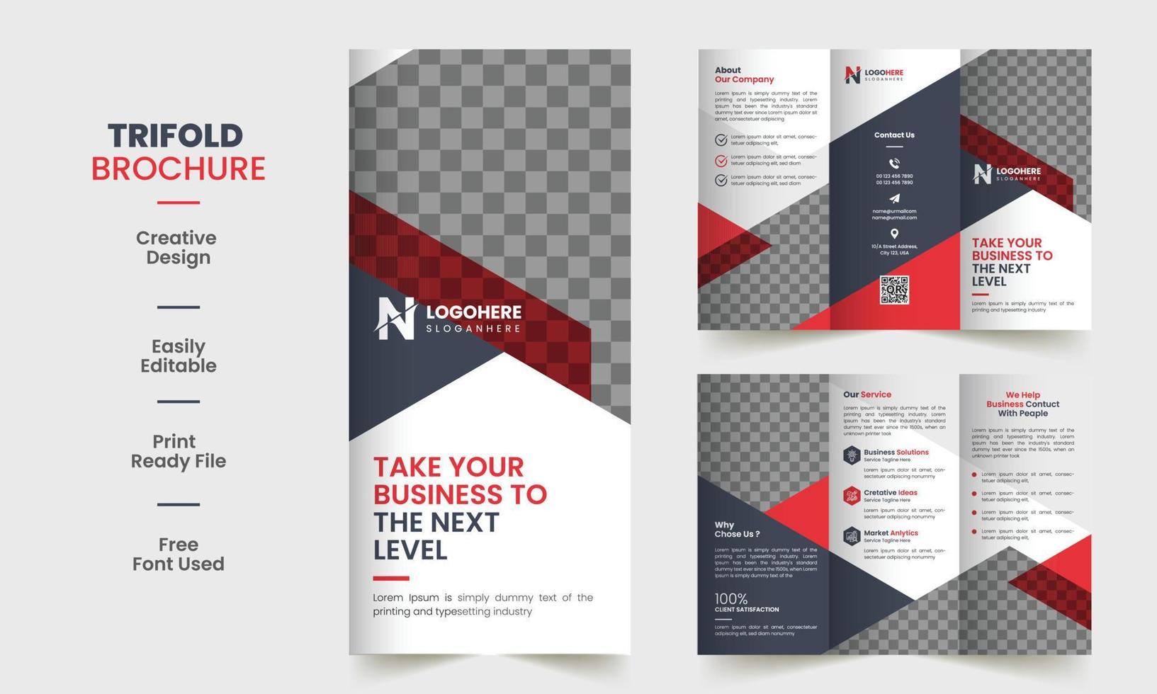 Corporate business trifold brochure template. Modern, Creative and Professional tri fold brochure vector design