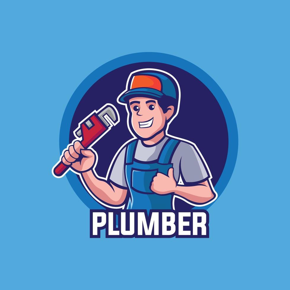 Plumber worker Handyman mascot logo vector