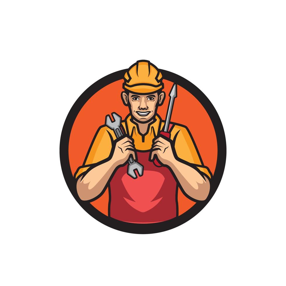 Technician Mascot logo vector illustration