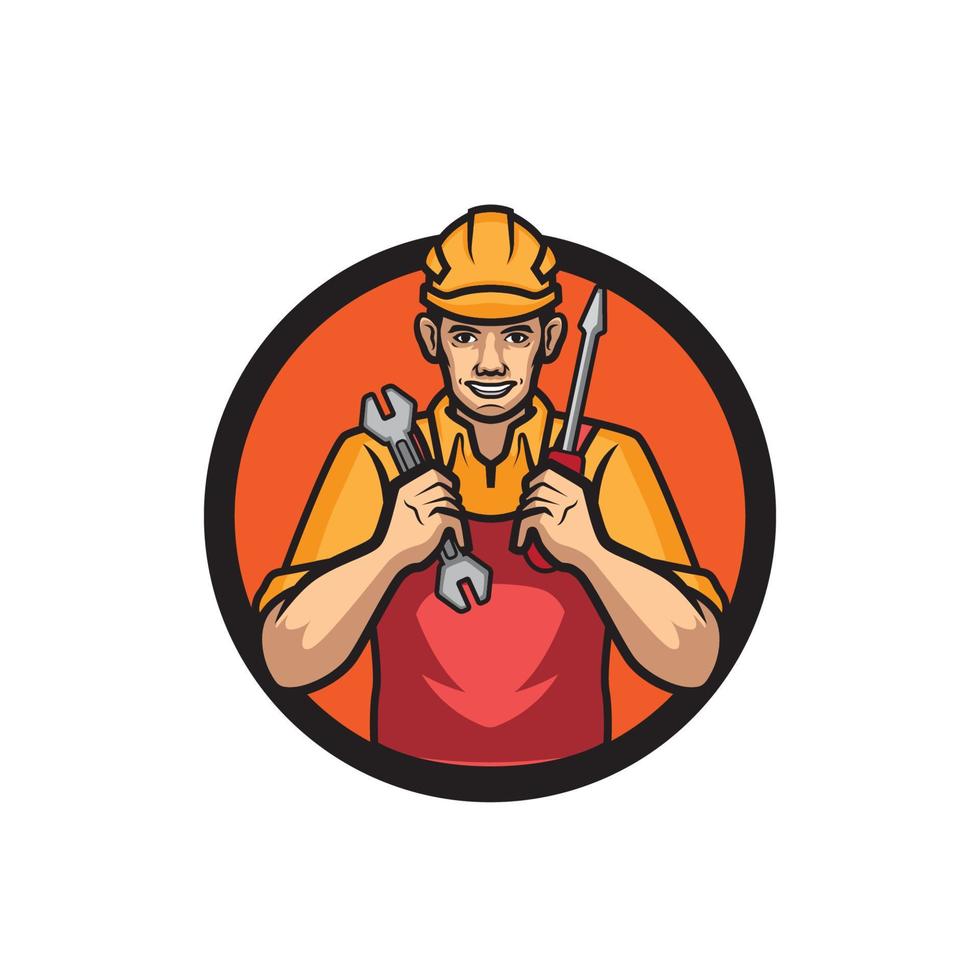 Technician Mascot logo vector illustration