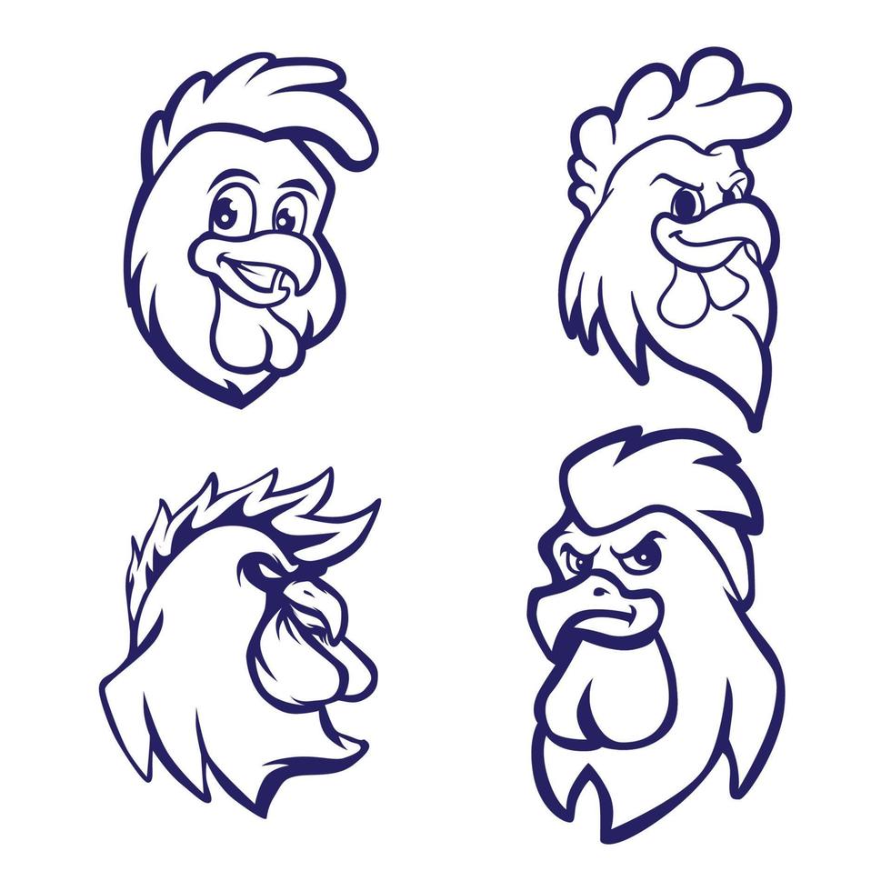 Rooster Head Logo Symbol. Stencil Design vector
