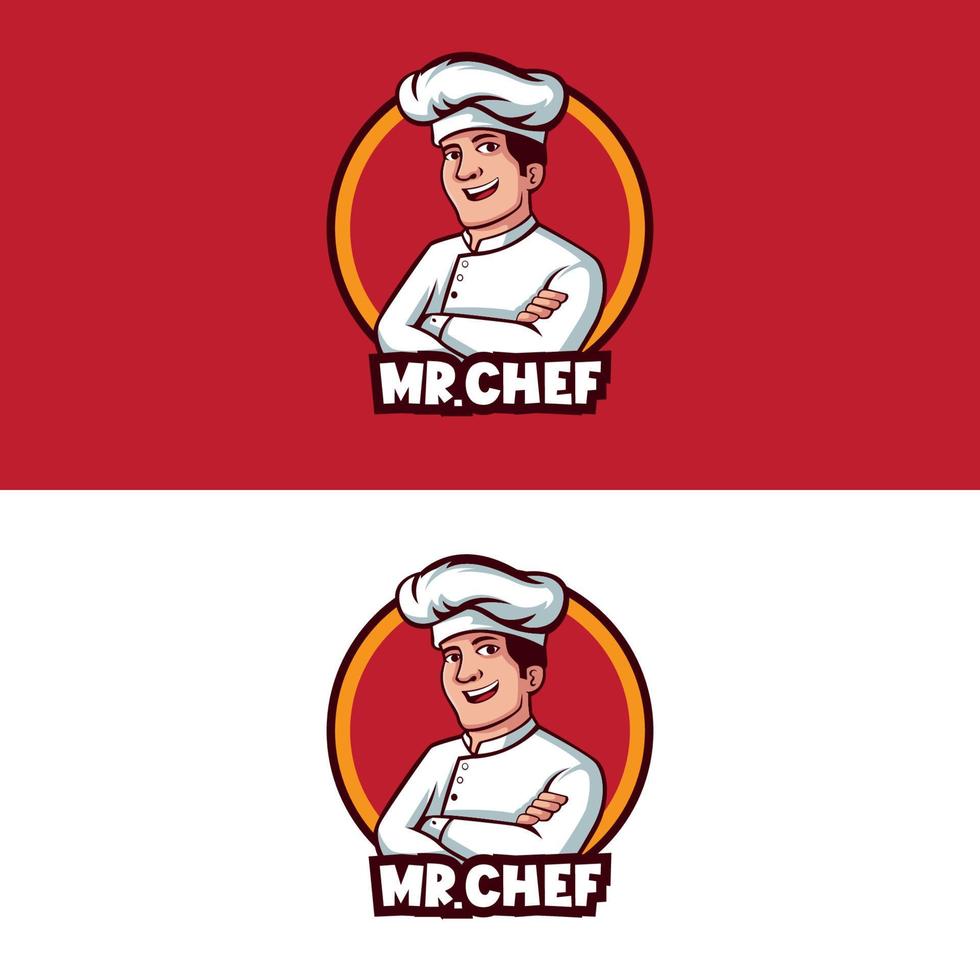 Men Chef mascot crosshand vector