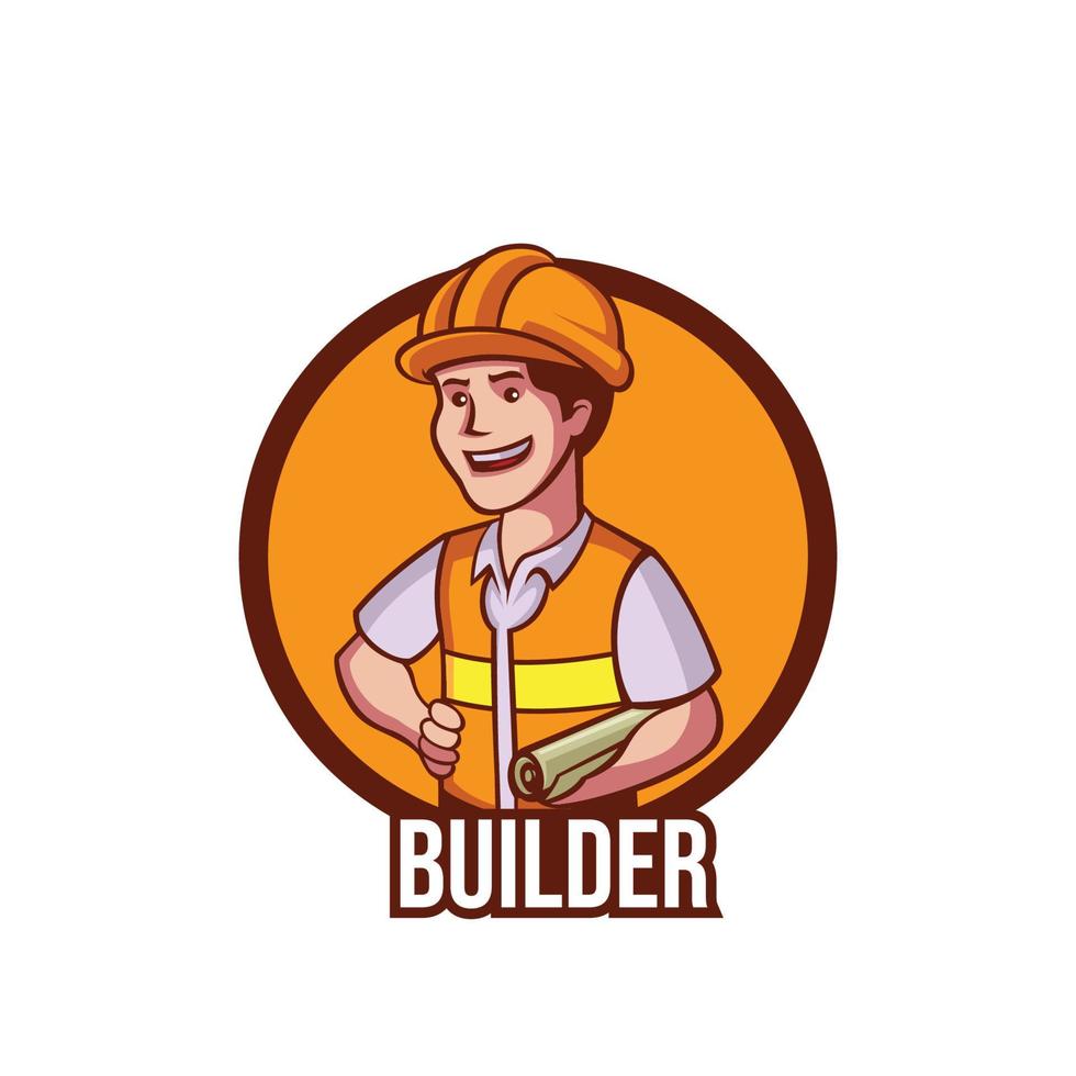 construction building worker mascot vector