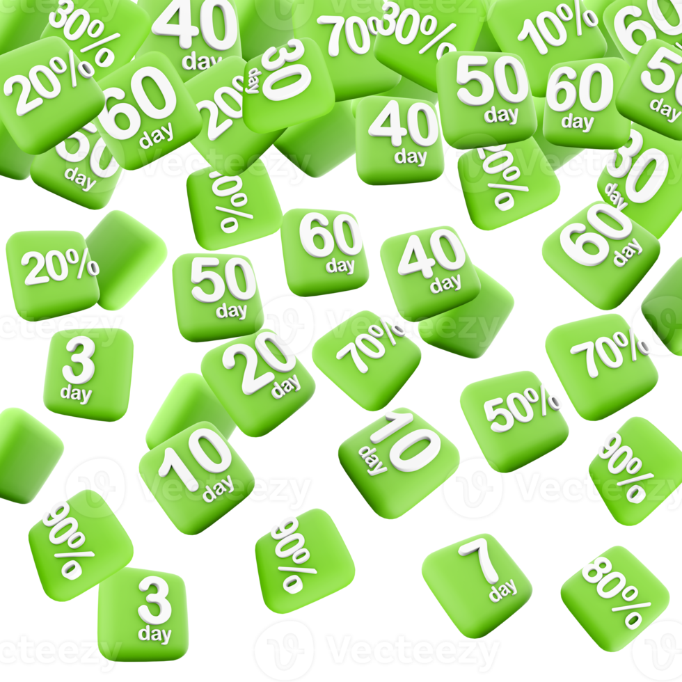 3d le rendu 50 pour cent différent postes icône ensemble. 3d rendre remise étiquette en haut à cinquante pour cent de icône ensemble. 50 pour cent. png