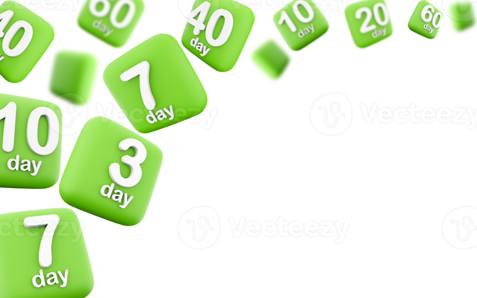 3d renderig Twenty days to go different positions icon set. 3d render 20 days before the start of the event icon set. png