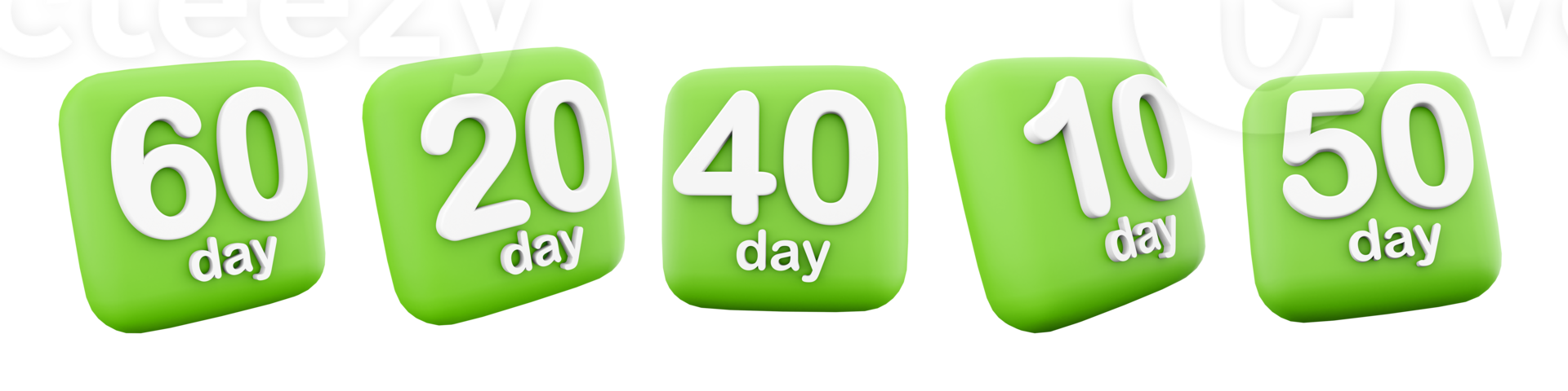 3d rendering 10, 20, 40, 50, 60 day to go icon set. 3d render reduction in the price of a commodity icon set. 10, 20, 40, 50, 60 day. png