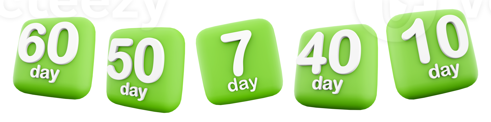 3d rendering 7, 10, 40, 50, 60 day icon set. 3d render days left before the start icon set. 7, 10, 40, 50, 60 days to go. png