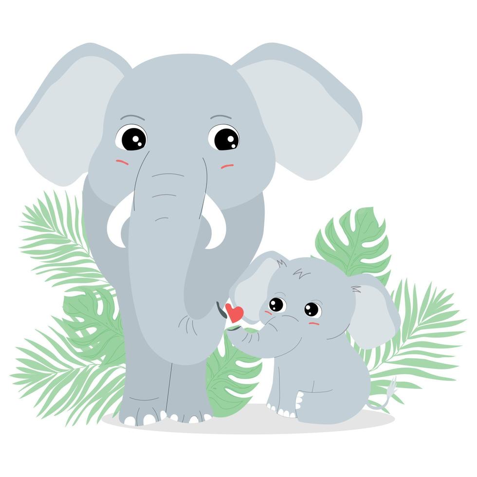 madre y niño elefante. vector