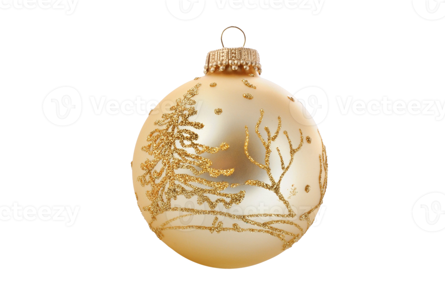 Gold christmas ball isolated on a transparent background png