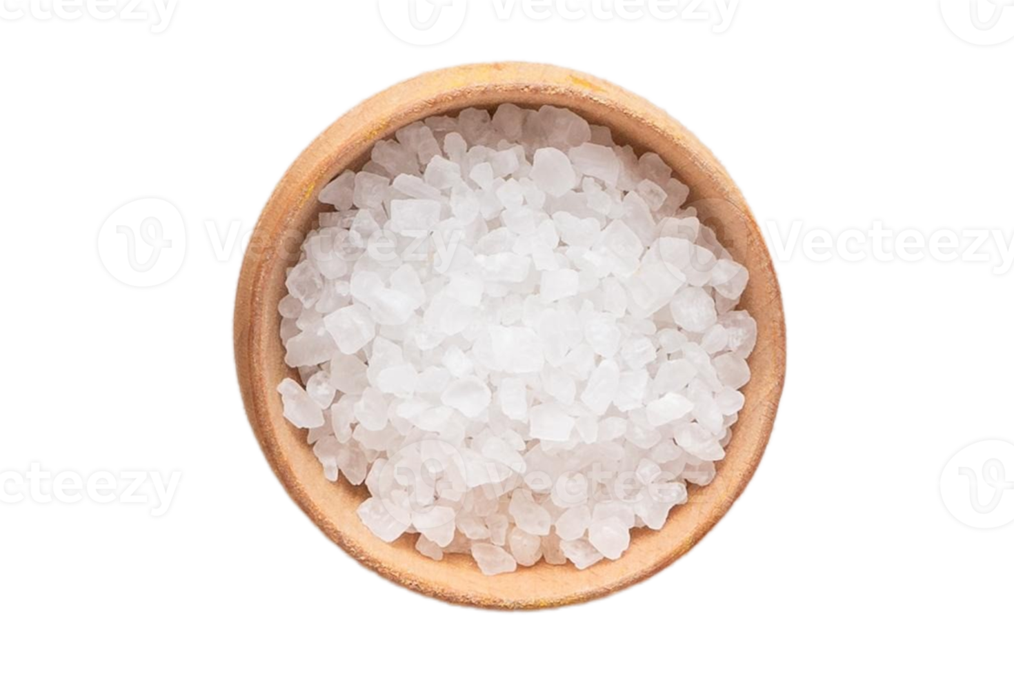 Beige bowl with sea salt isolated on a transparent background png