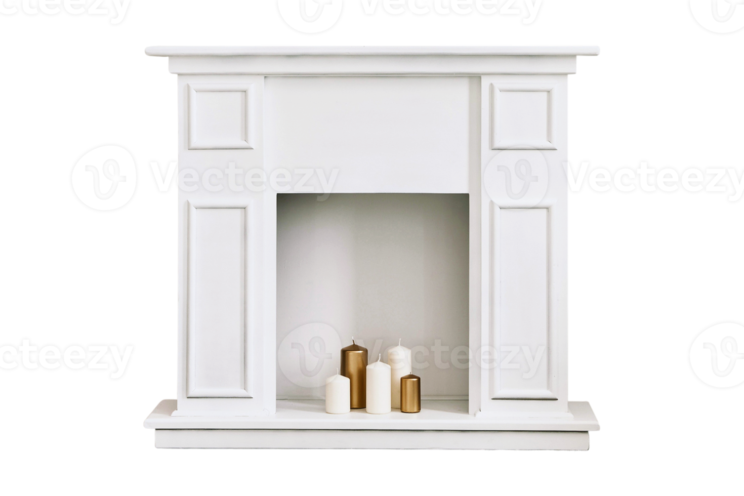 White fireplace isolated on a transparent background png