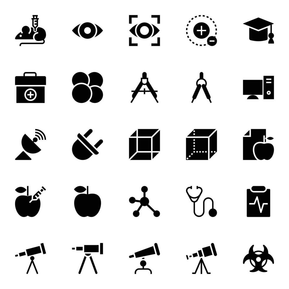 Glyph icons for Science. vector