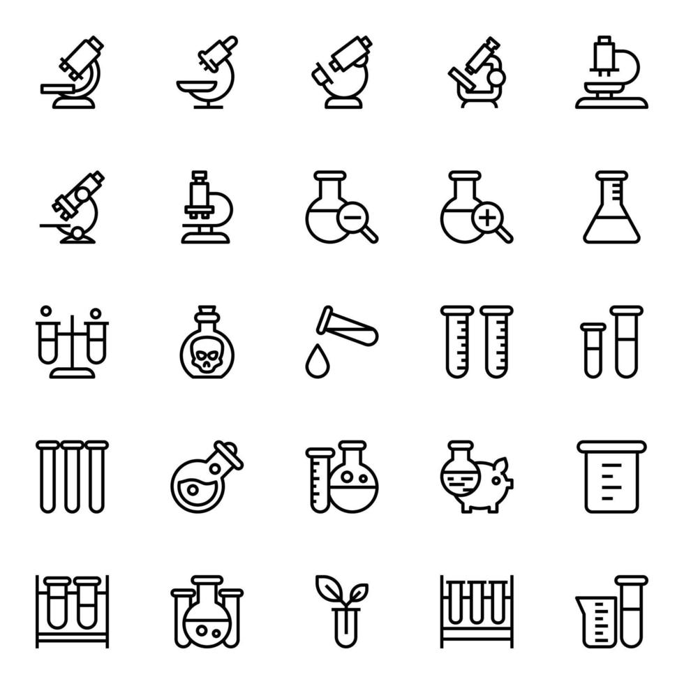 Outline icons for Science. 22736609 Vector Art at Vecteezy