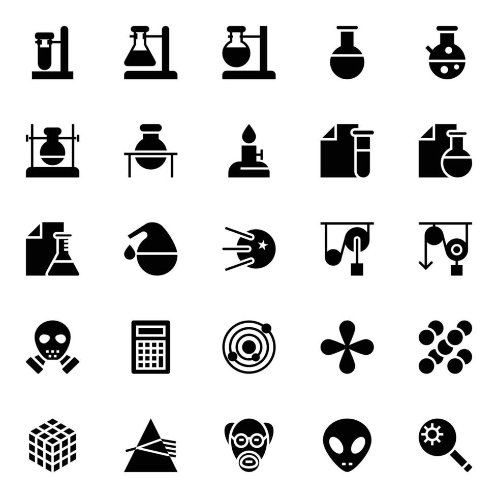Glyph icons for Science. vector