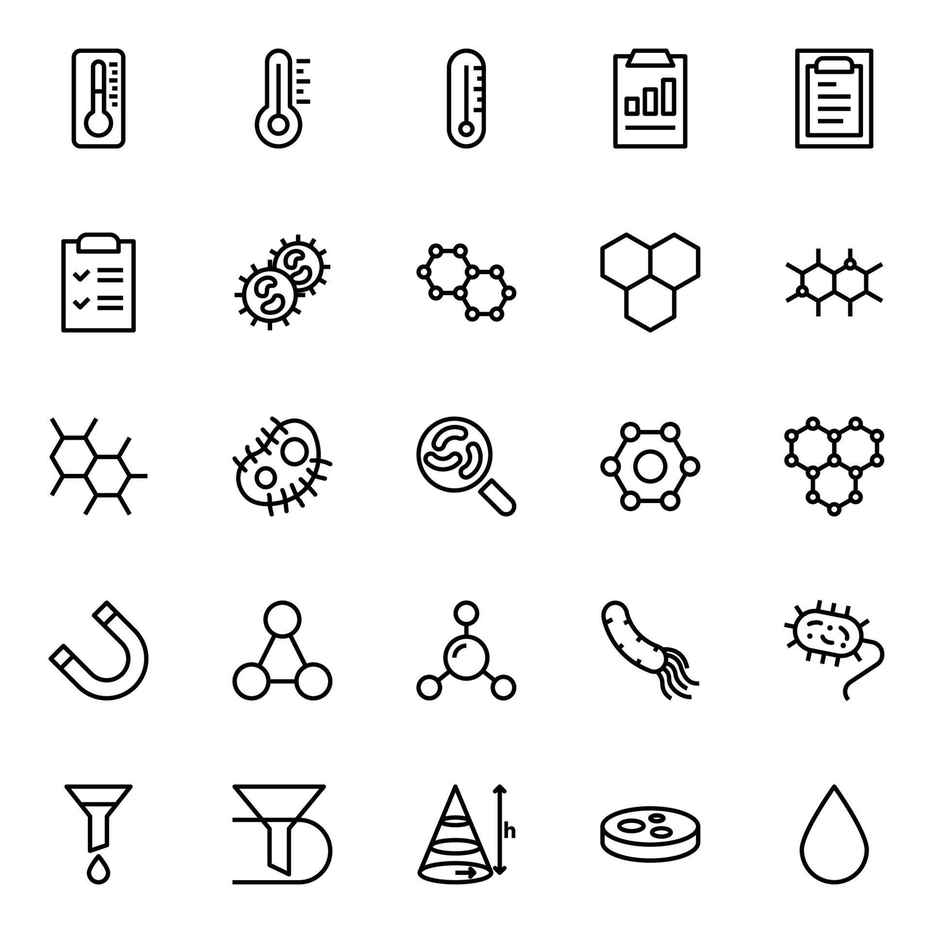 Outline icons for Science. 22736616 Vector Art at Vecteezy