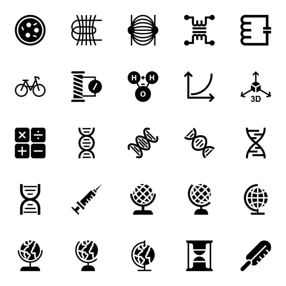 Glyph icons for Science. vector