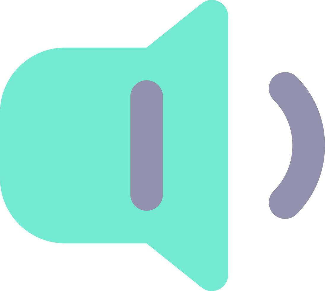 Change ringer volume flat color ui icon. Turning sound down. Phone settings. Music player button. Simple filled element for mobile app. Colorful solid pictogram. Vector isolated RGB illustration