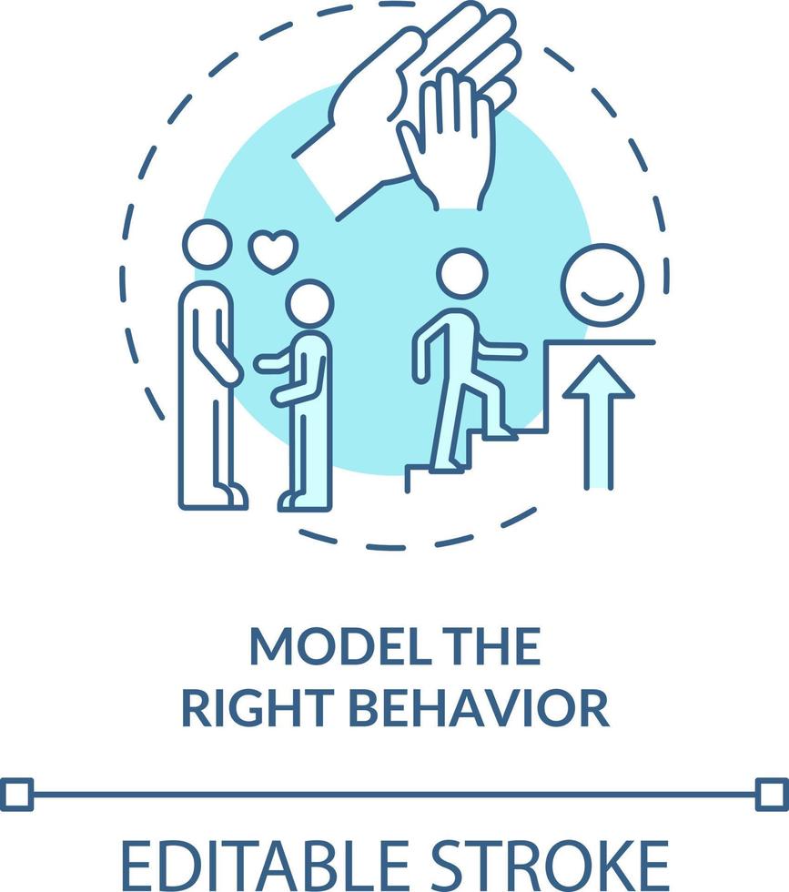 Model right behavior turquoise concept icon. Foster emotional regulation in children abstract idea thin line illustration. Isolated outline drawing. Editable stroke vector