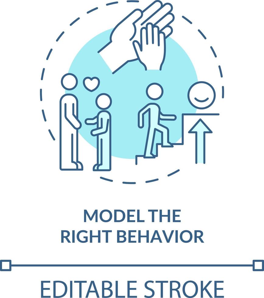 modelo Derecha comportamiento turquesa concepto icono. fomentar emocional regulación en niños resumen idea Delgado línea ilustración. aislado contorno dibujo. editable carrera vector