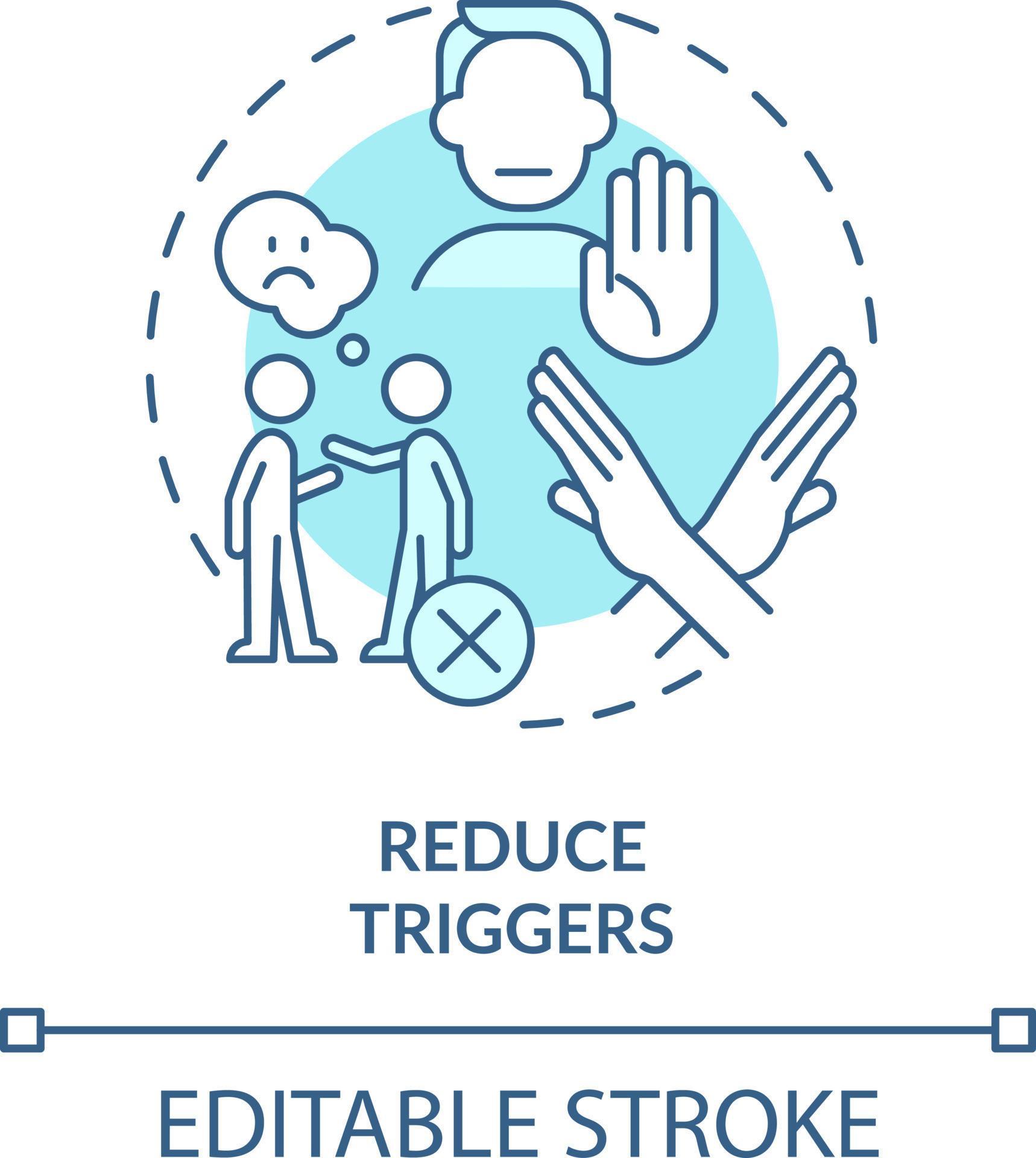 Reduce triggers turquoise concept icon. Emotional regulation strategy ...