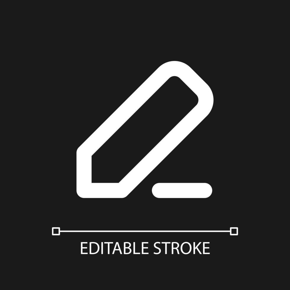 Note taking pixel perfect white linear ui icon for dark theme. Editing text. Digital notebook. Vector line pictogram. Isolated user interface symbol for night mode. Editable stroke