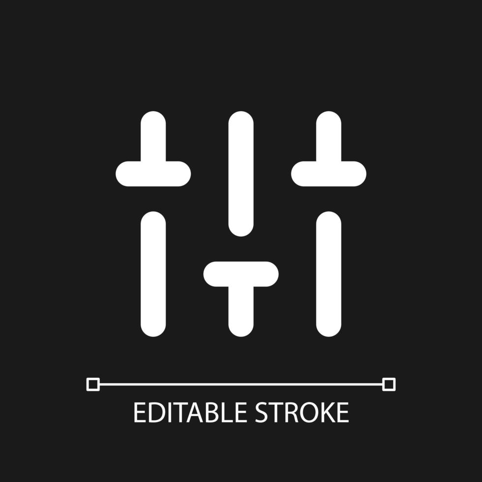 Vertical adjustment pixel perfect white linear ui icon for dark theme. Sound level control. Vector line pictogram. Isolated user interface symbol for night mode. Editable stroke