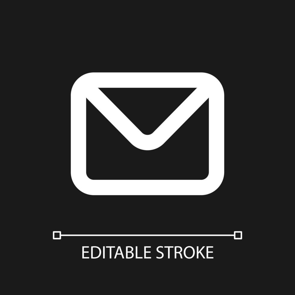 Unread message pixel perfect white linear ui icon for dark theme. Text messaging. Communication. Vector line pictogram. Isolated user interface symbol for night mode. Editable stroke