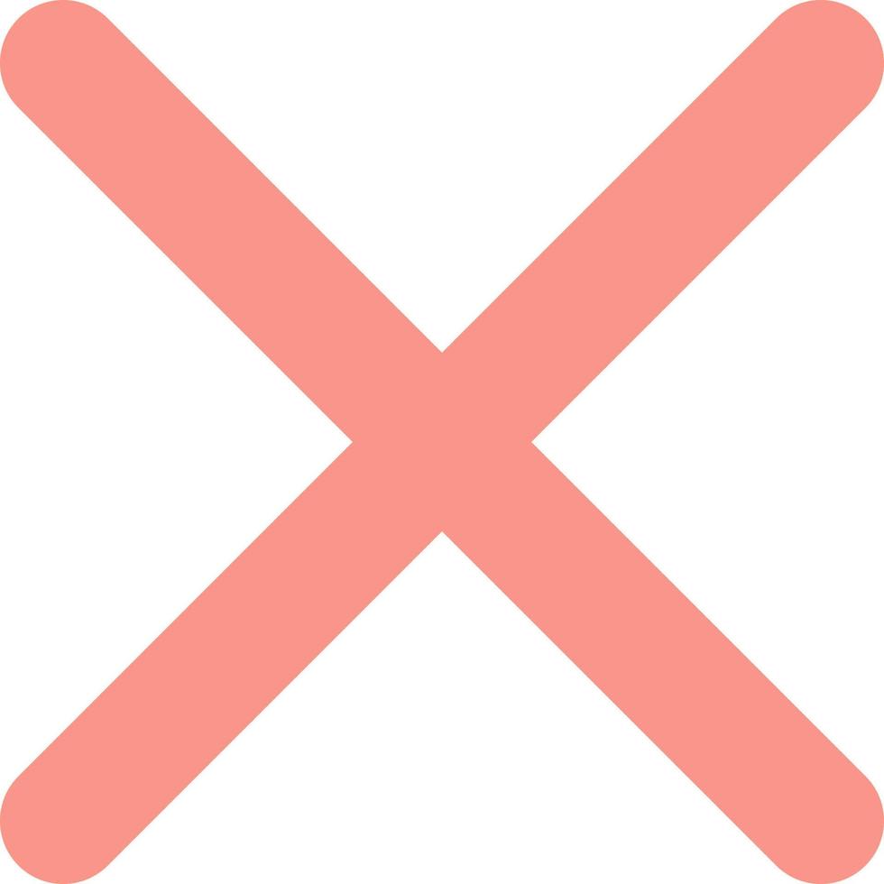 Cross mark flat color ui icon. Delete action. Cancel button. Close window. Multiplication symbol. Simple filled element for mobile app. Colorful solid pictogram. Vector isolated RGB illustration