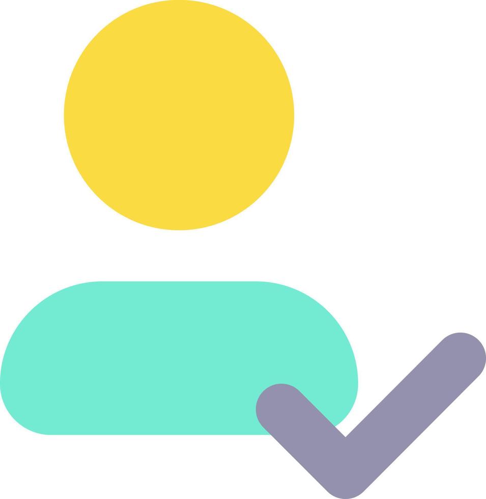 Saving changed information of contact flat color ui icon. Approved profile. Address book. Check mark. Simple filled element for mobile app. Colorful solid pictogram. Vector isolated RGB illustration