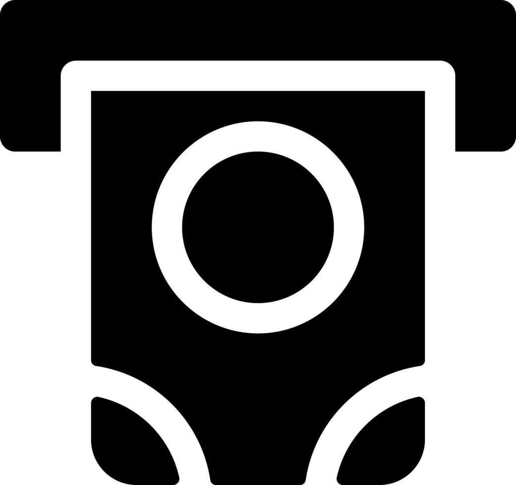 dinero dispensador negro glifo ui icono. automatizado cajero máquina. depositar ranura. usuario interfaz diseño. silueta símbolo en blanco espacio. sólido pictograma para web, móvil. aislado vector ilustración