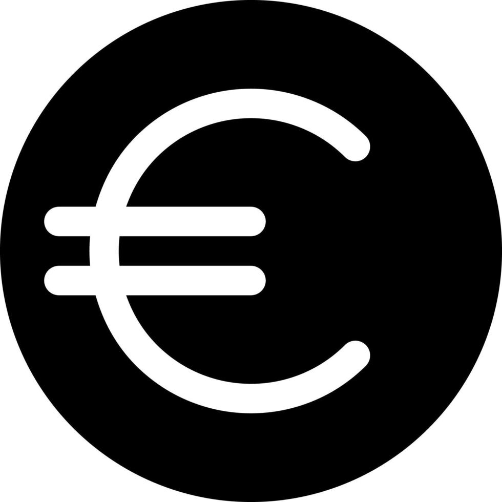 euro moneda negro glifo ui icono. moneda y dinero. Finanzas y bancario. usuario interfaz diseño. silueta símbolo en blanco espacio. sólido pictograma para web, móvil. aislado vector ilustración