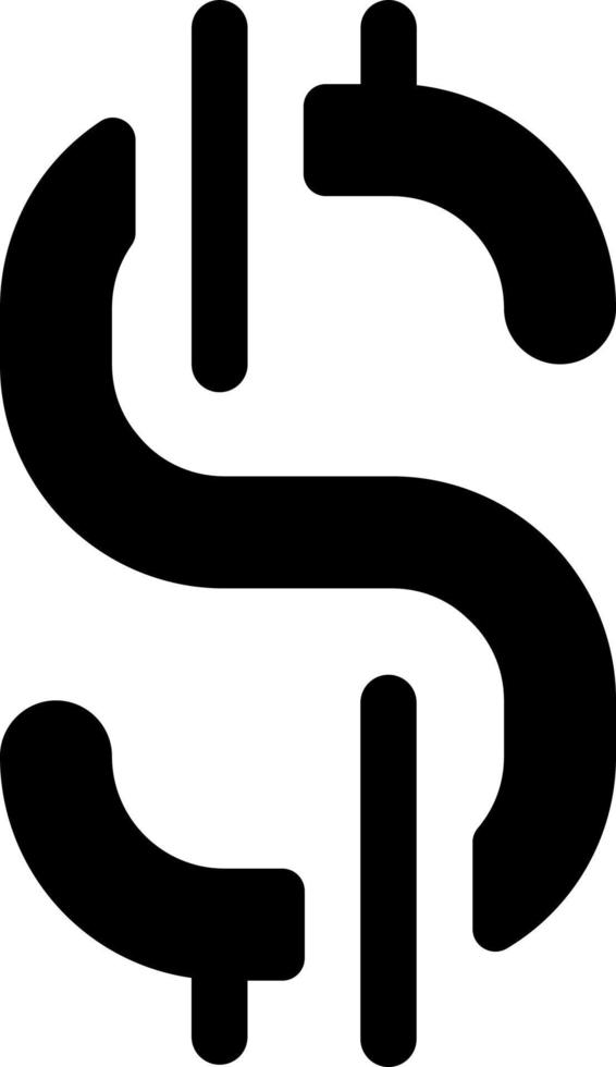 Dollar sign black glyph ui icon. Currency and money. Finance and banking. User interface design. Silhouette symbol on white space. Solid pictogram for web, mobile. Isolated vector illustration
