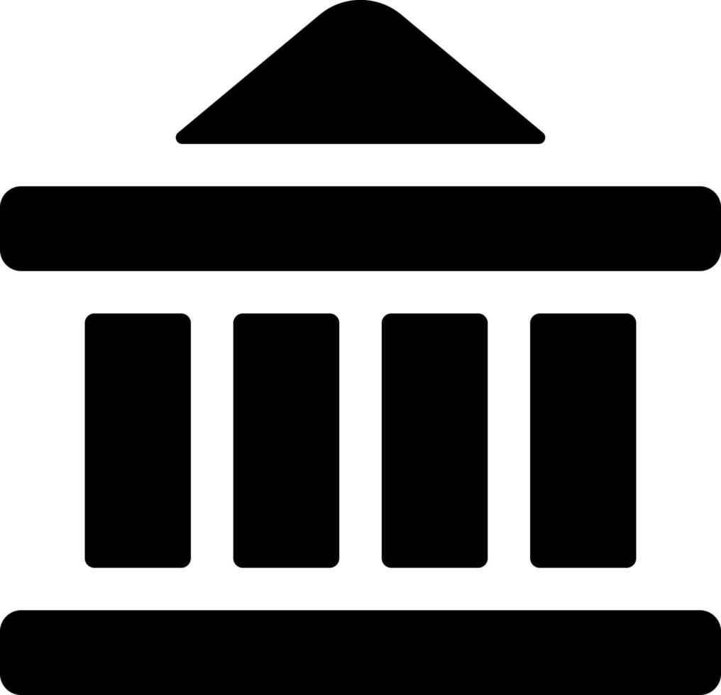 banco negro glifo ui icono. gobierno edificio. palacio de justicia. bancario servicios. usuario interfaz diseño. silueta símbolo en blanco espacio. sólido pictograma para web, móvil. aislado vector ilustración