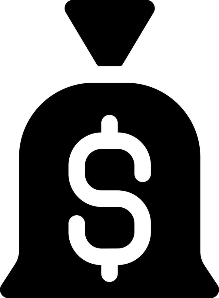 Bag of money black glyph ui icon. Personal savings. Business investment. User interface design. Silhouette symbol on white space. Solid pictogram for web, mobile. Isolated vector illustration